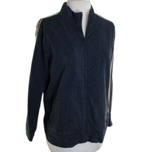 No Brand Label Full Zip Sleep Stripe Side Pockets Warmup Jacket Size L